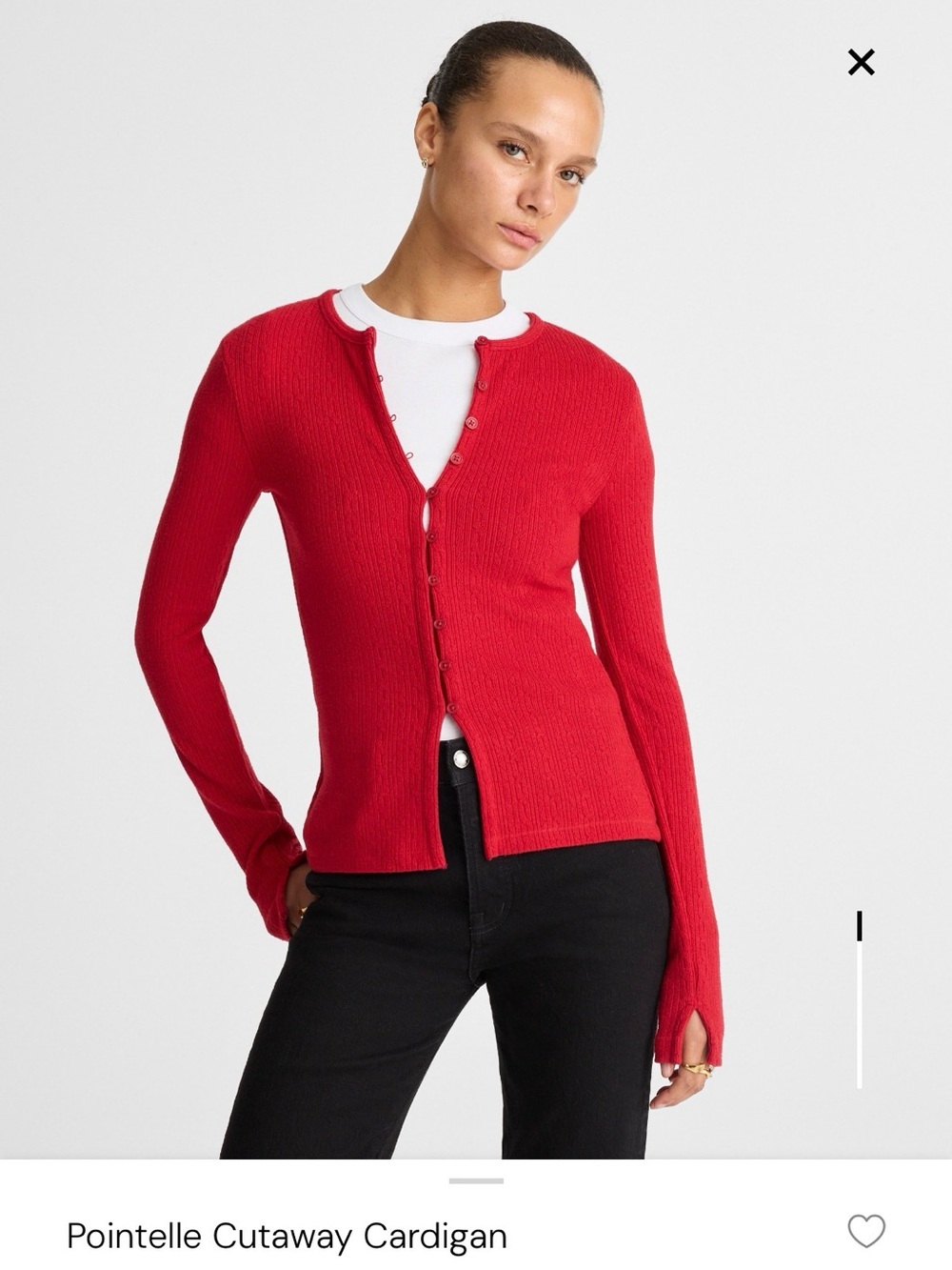 Madewell Bright Red Ribbed Button-Front Cardigan - Picture 5 of 7